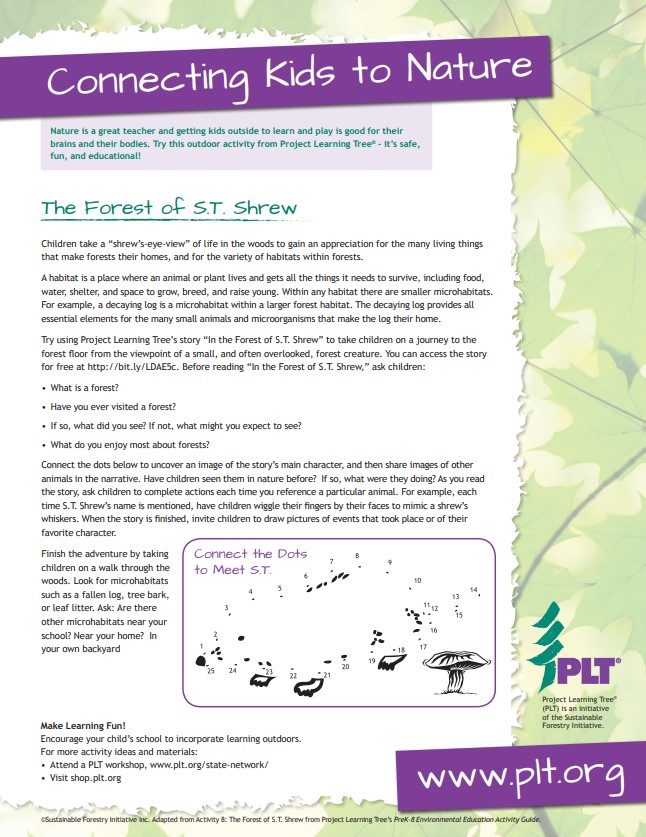 screenshot of connect the dots shrew activity