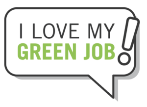 Comment Bubble that says "I Love My Green Jobs!" 