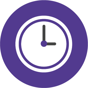 purple icon of a clock