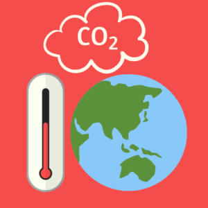 thermometer measuring earth's co2 emissions and rising temperatures
