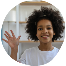 young african american girl waving
