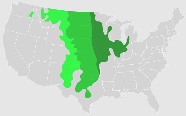  map showing the range of prairie stretching across the middle of the united states