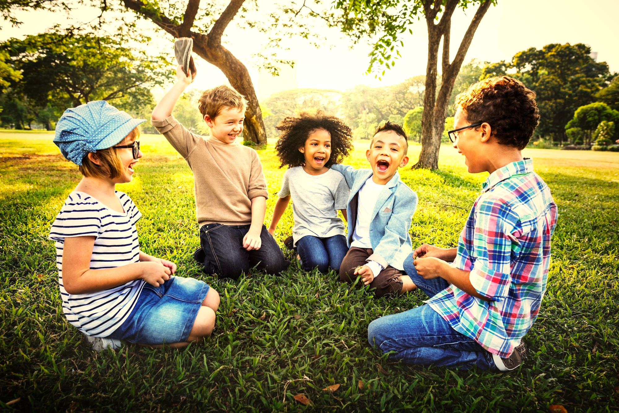 Happy kids in the park